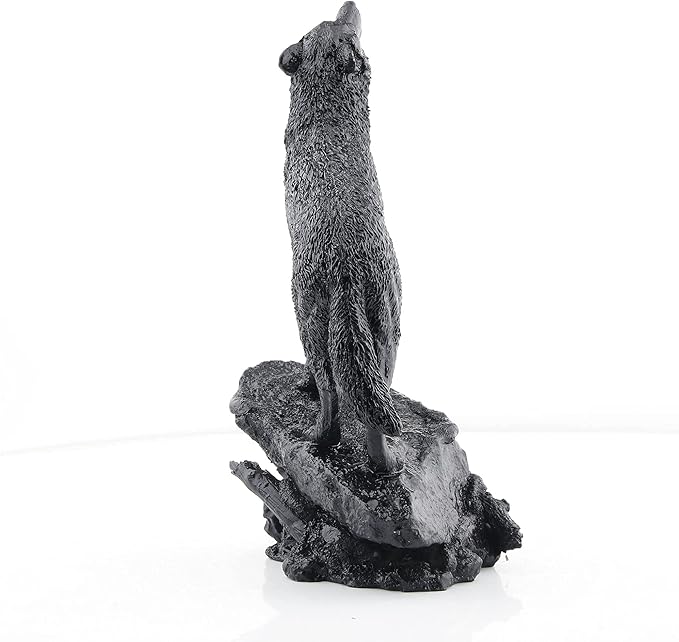 Black Wolf Sculpture Wildlife Howling Wolf Statue and Figurine