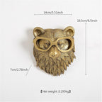 GUASDIE Animal Heads Wall Decor, Gold Vintage Decor Sculpture Resin Animal Head Wall Hanging Unique Art for Living Room, Bedroom, Kitchen, Gift, Home Decor, Bear