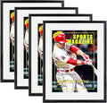 4 Packs Sports Magazine Frame Fits Measuring 8.5 x 11.25 Inch Magazine Display Frame with White Core Matting and Installed Hangers for Wall Hanging