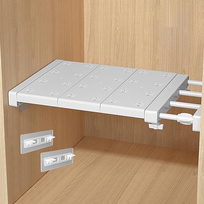 iayokocc Expandable Closet Tension Shelf Rod, Adjustable Metal Storage Rack,DIY Organizer Divider Separator for Cabinet Wardrobe Cupboard Kitchen Bathroom(Size:38-60cm)