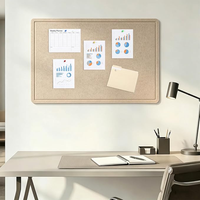 Cork Board Alternative, Decorative Foldable Felt Bulletin Board 24 * 16 Inches, Alternative Photo Board Self-Adhesive Vision Board, Decorative Pin Board (Rectangle Light Camel)