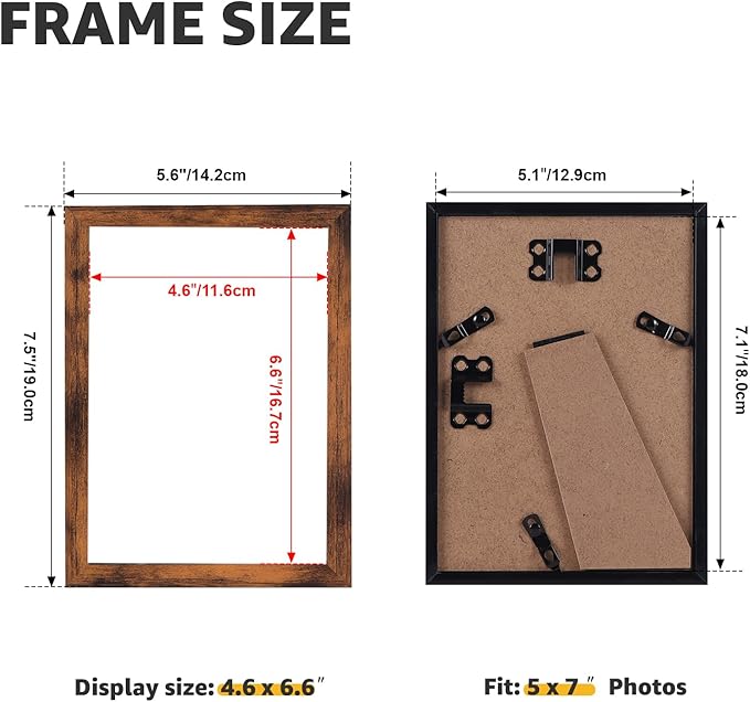 Giftgarden 5x7 Picture Frame Set of 18, Lightweight 5 by 7 Frames Bulk for Gallery Wall Photo Hanging and Tabletop Display, Rustic Brown