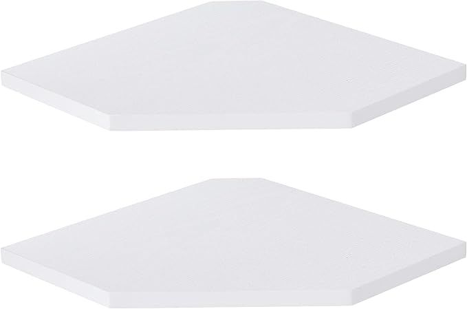 Fun Memories Corner Shelf Wall Mount, Floating Corner Shelves, Set of 2 Corner Wall Shelf Organizer, Rustic Wood Wall Storage Display Shelves for Living Room Bedroom Bathroom Kitchen, Rustic White
