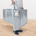 TICONN 4 Pack Extra Large Moving Bags Heavy Duty with Zippers & Carrying Handles, Durable Storage Bags Moving Boxes for Closet Organizers and Storage (4 Pack, Light Grey)