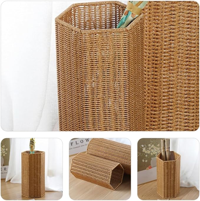 Alipis Woven Umbrella Stand for Entryway Freestanding Umbrella Holder Basket Storage Rack Tall Floor Woven Bucket Flower Vase for Canes Walking Sticks Organizer