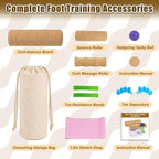 Cork Balance Board for Adults, Foot & Ankle Strengthener Balance Trainer with Cork Roller, Spiky Massage Ball, Toe Correctors & Stretch Strap, Foot Balance Board Set for Mobility, Stability & Functional Training