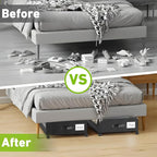 Under Bed Storage with Wheels, 2-Pack Under the Bed Storage Containers with Clear Lids & Label, Underbed Storage Bins, XXL 60L Rolling Metal Drawer for Clothes, Shoes, Toys, Books - Black