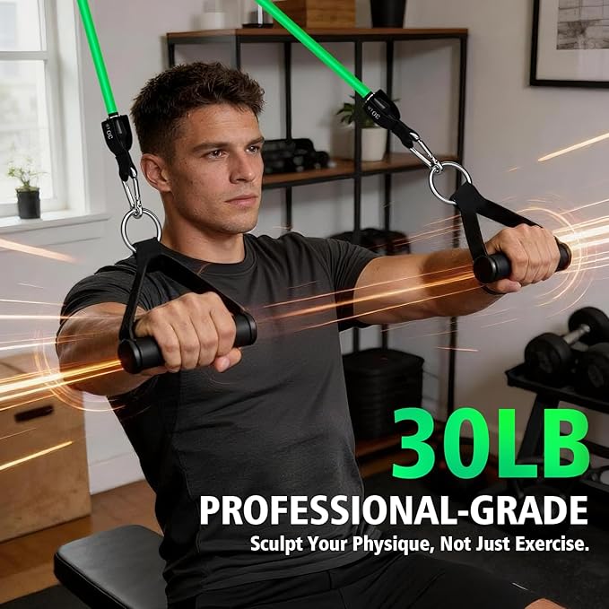 WHATAFIT Resistance Bands Set with Handles - Exercise Bands Home Gym Strength Training Equipment, Includes Door Anchor & Ankle Straps for Full Body Workout Bands, Physical Therapy - for Men and Women