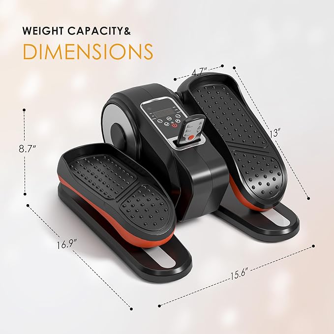 Under Desk Elliptical Machine – Electric Pedal Exerciser with 12 Adjustable Speeds, Quiet & Portable, LED Display, Ideal for Seniors & Adults, Home or Office Use (Black)