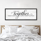 Rutiyoka Farmhouse Wall Decor: 'and so Together They Built a Life They Loved' Sign, 41.3''15'' Framed Wood Wall Art for Bedroom Couples Room Decor (Black Frame)
