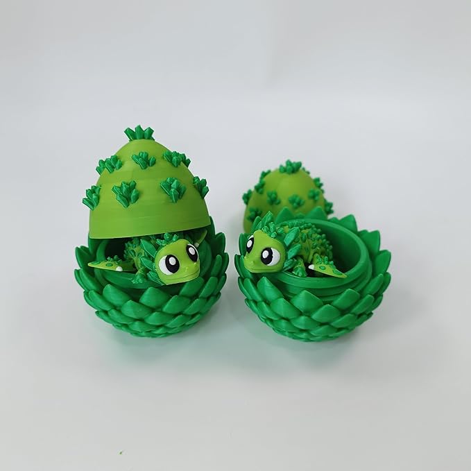 Enchanted 3D Egg with Miniature Inside - Handcrafted Printed Collectible | Fantasy Decor & Gift (Green Crystal Dragon & Egg (Box))