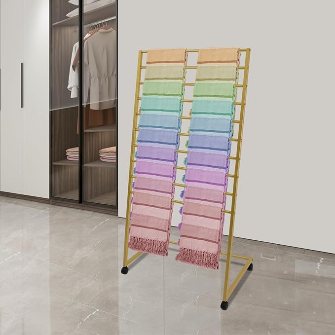 Scarf Display Stand, 10 Tier Metal Scarf Holder Organizer Freestanding Display Scarf Stand for Commercial Clothing Retail Store Towel Rack Ties Belt Pants Hanging Rack