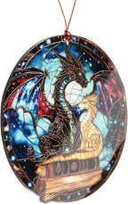 Dragon Gifts for Women Man, Dragon Book, Fantasy Ornament, Gothic Style Decor, Mystical Art Hanging Keepsake, Cosmic Inspired Design, Reading Lover Display, Unique Home Accent, Enchanting Collector