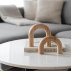 PEAKOLY Wood Arch Decorative Objects - Modern Bookshelf Decor, Coffee Table Sculpture, Floating Shelf Decor Accents, Japandi Home Decorations for Side, Console and Entryway Table