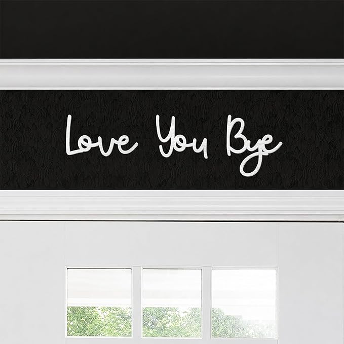 Dripykiaa LOVE YOU BYE Wood Sign Home Decor Boho Decor 21.6” Wood Grain Wall Decor Express Love and Warm for Your Family Lovers Wall Art Gift Hallway Entryway Door For Home - White