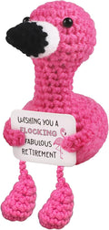 WenmthG Mini Positive Flamingo Crochet Doll - Funny Appreciation Gift for Women Men Couple Positive Crochet Animals Emotional Cheer Up Support Handmade Flamingo Birthday Retirement Decoration Gift