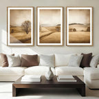 BINCUE Framed Countryside Wall Art Rustic Village Wall Decor Farmhouse Landscape Art Print Nature Countryside Artwork Rustic Landscape Wall Pictures for Living Room Bedroom Office Farmhouse 16x24 Inches Set of 3 Gift