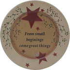 CVHOMEDECO. Primitives Vintage “from Small Beginings, Come Great Things” Wood Decorative Plate Round Display Wooden Plate Home Décor Art, 13-1/4 Inch