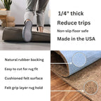 KOECKRITZ RugLock 8' Round Rug Pad – Non-Slip Felt & Rubber Dual Surface Rug Gripper, 0.345" Thick Cushion, Strong Grip Floor Protection, Safe for All Floors