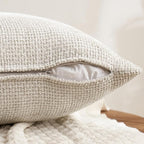 MIULEE Pack of 4 Couch Throw Pillow Covers 24x24 Inch Cream Soft Decorative Chenille Pillow Covers Farmhouse Accent Cushion Covers for Boho Spring Home Decor Sofa Bedroom Living Room