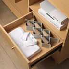 ROUFA Sock Drawer Organizer for Dresser, Honeycomb Underwear Dividers for Women, Panty Separator for Bras, Socks, Belt and Leggings (2 Sets/12pcs,Grey)