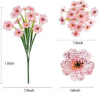 MACTING Artificial Flowers for Outdoors 12 Bundles Fake Flowers UV Resistant Faux Plastic Plants No Fade for Hanging Planters Window Patio Porch Garden Home Indoor Outside Decorations,Pink