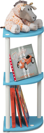 Furinno TURN-N-TUBE Corner Shelf, 3-Tier Corner Bookshelf, Display Storage Shelves with Open Shelves, for Organization and Storage, Living Room, Home Office, Garage, Light Blue