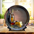 ALALAL 10'' Ceramic Decorative Plates Wine Bottle Grape Print Decorative Plate with Display Stand for Kitchen Dining Room Wine Cabinet Home Décor Art Decoration 10 inch