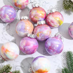 Soulchen 24 Pcs Christmas Iridescent Ornaments 2.36 Inch Plastic Rainbow Hanging Gradient Ball Christmas Tree Decoration Fake Bubble for Xmas Tree Winter Party Holiday Home Decorations