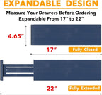 SpaceAid Bamboo 4 Pack Dresser Drawer Dividers, 4.65“ High Adjustable 17“-22” Drawer Organizers, Expandable Organization for Clothing, Clothes, Dressers, Navy Blue