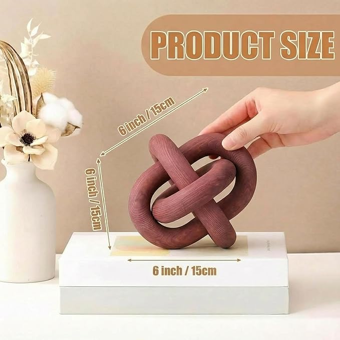 Yalikop 3 Link Wood Knot Decor Rustic Home Décor Accents Hand Carved Coffee Table Decoration, Boho Chain Link Decoration, Modern Shelf, Rustic Objects for Home Living Room Bedroom(Reddish-Brown)