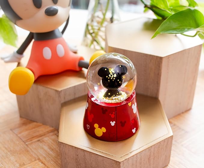 Silver Buffalo Disney Classics Mickey Mouse Icon Toss Logo Boxed 45mm Light Up Snow Globe