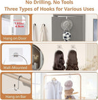 LINFIDITE 10 Pack Hat Rack Hanger Holder Organizer Closet Hanging Baseball Cap Display Storage Rack for Scarves Handbags Towels Clothes Ties Over Door Wall Mounted w Hanging Hook White