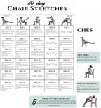 Chair Yoga Program - 30-Day Workout Set | 6-Piece Exercise Kit with Instruction Book, Ideal for Morning Routine Travel Gym Beginners Family Friends Sports Athletes Body Flexibility Strength Building