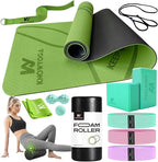 Yoga Starter Kit 12 in 1 - Yoga Set Include Yoga Mat, Foam Roller, 4 Resistance Bands, Yoga Blocks 2 Pack with Strap, 2 Peanut Massage Balls, Yoga kit and Sets for Beginners