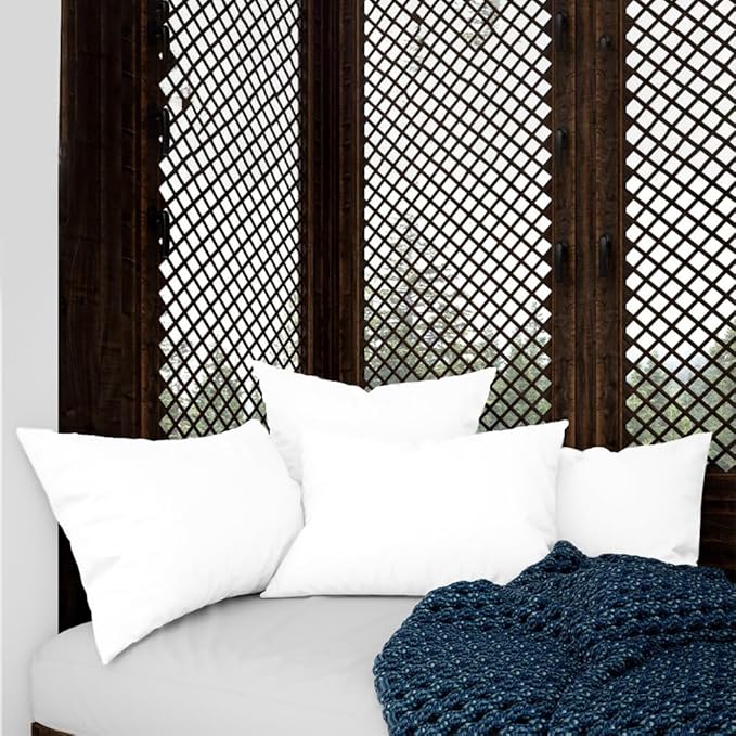 Covers & All Throw Pillow Inserts Only (Pack of 4, White) 65 GSM Non-Woven Fabric with 15D Silicon Fiber Filling, Durable Soft Universal uses for Home Decor Office Indoor Outdoor (Rectangle 16" x 24")