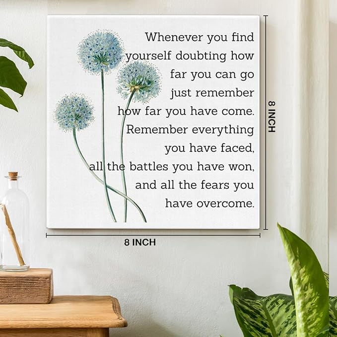 Motivational Quotes Wall Art Decor, Inspirational Graduation Decor Gift, Positive Canvas Posters Painting Artwork for Office Classroom Bedroom Home Decorations (8 X 8 Inches, Framed)