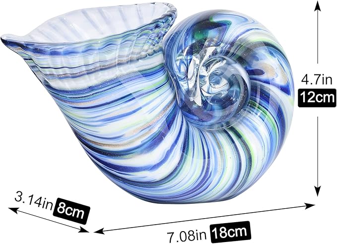 DOVDOV Hand Blown Glass Shell Decoration, Art Glass Conch Sculpture, Colorful Shell Statue for Room Office Coffee Table Living Room TV Stand Cum Home Decoration.