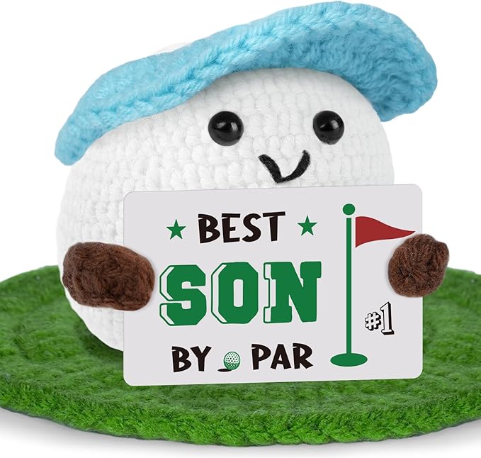 Golf Gifts, Positive Crochet Funny Golfers Presents for Son, Emotional Help Handmade Knitted Golf Themed Doll, Funny Gag Gifts for Golfer Son