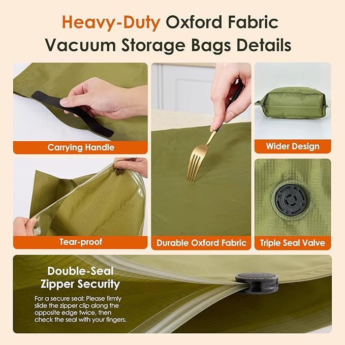 Vacuum Storage Bags with Electric Pump & Hand Compression, 4 Pack Heavy Duty Vacuum Seal Bags for Clothing, Bedding, Space Saver Bags Includes Smart QR Code for Inventory Tracking