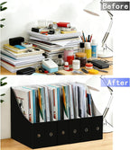 Limitliho 6 Pack Cardboard Magazine Holder for Desk, Book Bins for Classroom Library,Office,Home, 10.6" H x 10.2" L x 3.5" W in Magazine File Holder(Black)