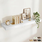 FLYJOE 48 Inch Long Floating Shelves for Wall Set of 1, 12" D Wood Grain Bathroom Shelves with Invisible Brackets, Easy Install Engineered Wood Storage Shelves for Kitchen, Living Room, Bedroom