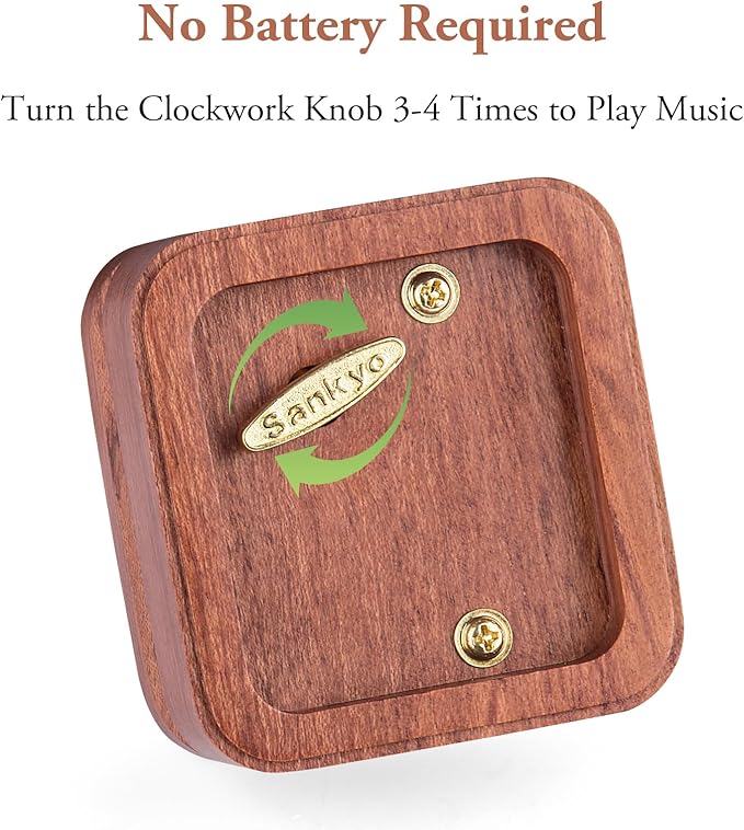 Cant Help Falling in Lov Wind Up Wooden Music Box, Vintage Musical Gifts for Birthday Christmas Valentine's Day Anniversary (Rosewood)