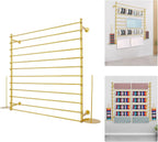 12-Tier Wall Mounted Scarf Rack, Scarf Display Rack, Towels Storage Hanger, Commercial Hijab Scarf Holder Organizer Space Saving for Retail Stores, Boutiques, Home (Gold, 47in Width)