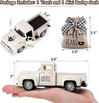 Huray Rayho Coffee Decor for Coffee Bar Metal Truck with Coffee Beans Burlap Sack Vintage Pickup Farmhouse Coffee Station Tabletop Tiered Tray Decor Mini Diecast Truck Decorations