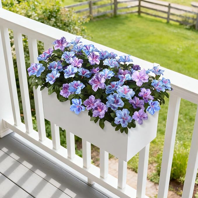 Artificial Fake Flowers for Outdoor, 8 Bundles Faux Plants Silk Flowers Spring Decoration UV Resistant No Fade Plastic Flowers for Outside Planters Home Porch Patio Yard Garden Decor
