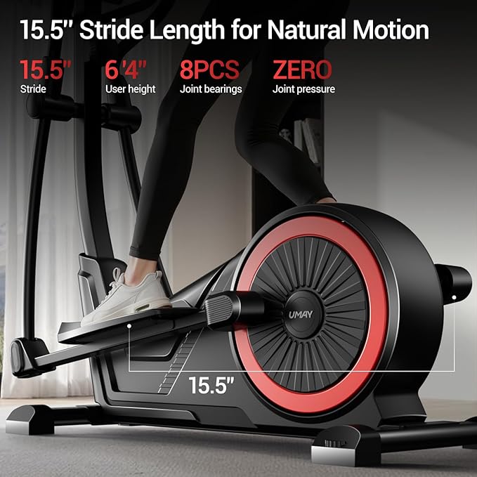 LONTEK Elliptical Machine, Elliptical Exercise Machine for Home with Hyper-Quiet Magnetic Driving System, Elliptical Trainer with 15.5IN Stride & LCD Monitor, 100% Levels Resistance