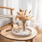 Hanobe Decorative Serving Tray Round: Farmhouse Coffee Table Decor Boho White Mandala Trays for Living Room Kitchen Bathroom Display