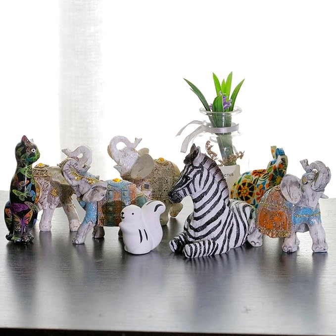 Zebra Table Sculpture - Resin Zebra Figurine - Black, White - African Safari Zebra Collectible for Bedroom, Living Room, Office, Bookshelf, Mantel, Entryway, Foyer, Nursery -5.9inch L x 3.54inch H
