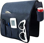 Wanty Sofa Armrest Organizer Couch Arm Chair Caddy Sofa Cover Storage Holder for Remote Control Magazine Book Smart Phone Tablet Drinks and Water Bottle (Navy Blue)